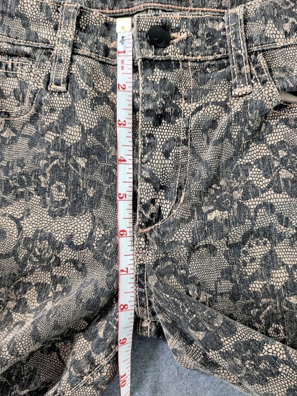 Joe's Jeans The Skinny Chantilly Lace Print Blush Black Low Rise Pants Size 27 - Picture 5 of 11